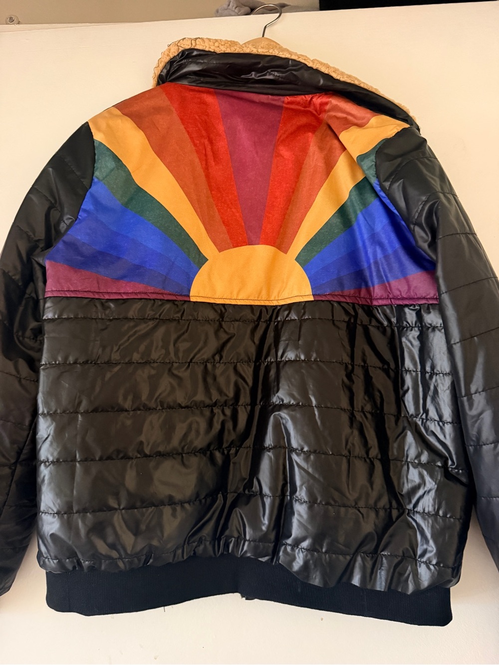 Aviator Nation Dupe Jacket with Tan Sherpa Collar